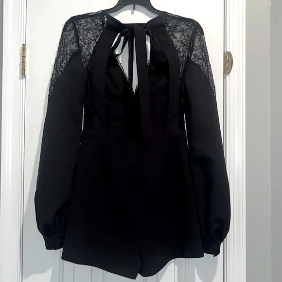 ALEXIS Gorgeous Black Bertine Romper with Lace Detail 🖤